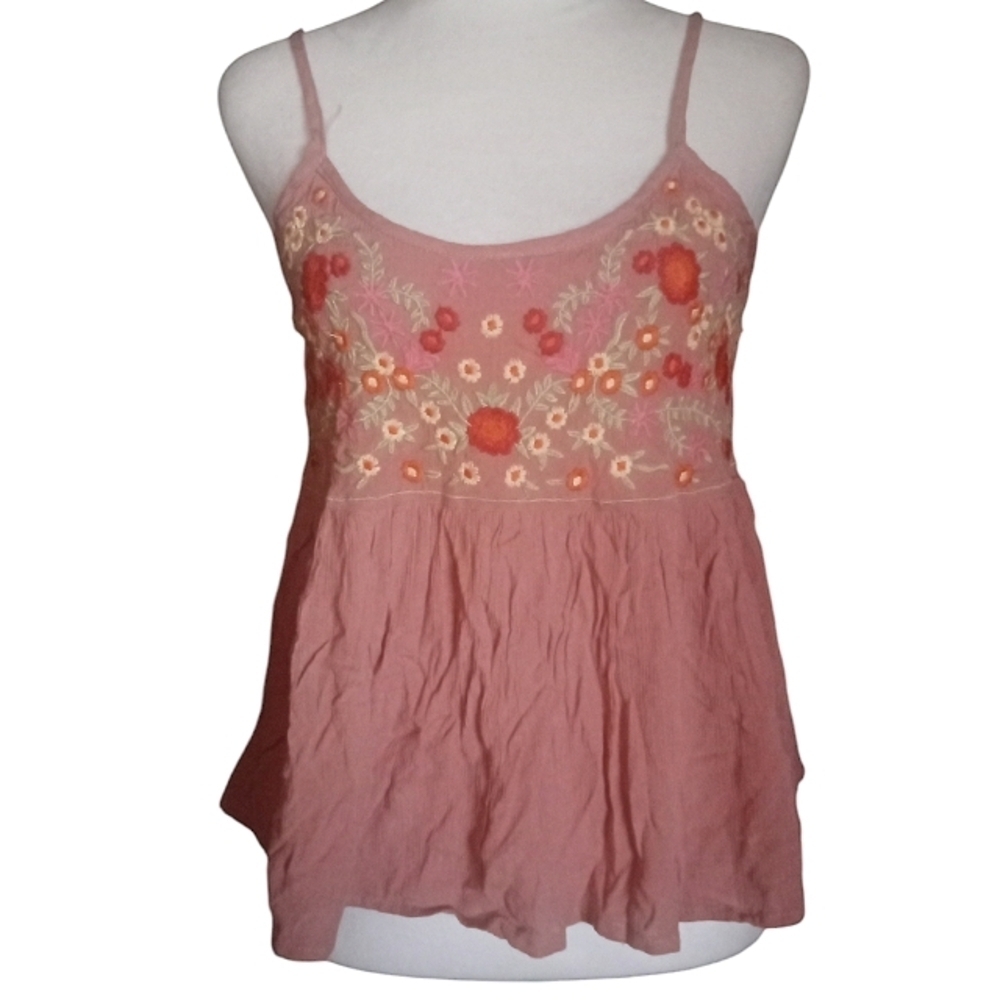 Sim & Sam Floral Dusty Pink Baby Doll Style Tank Crop Top Size XS